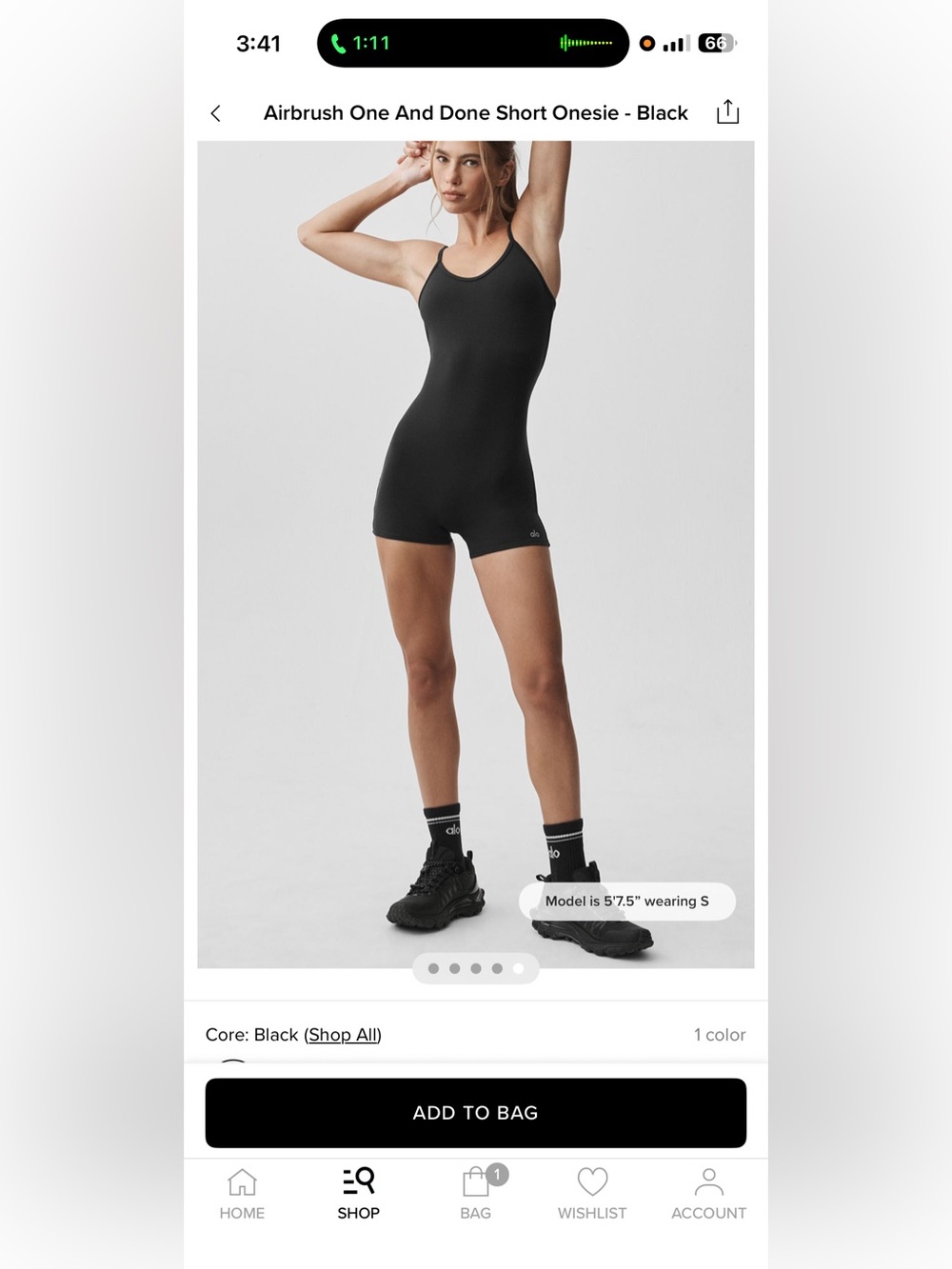 ALO Yoga Black onesie Short Romper